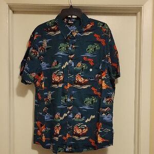 NWT: Eddie Bauer Baja Print Short Sleeve Button-Down Shirt